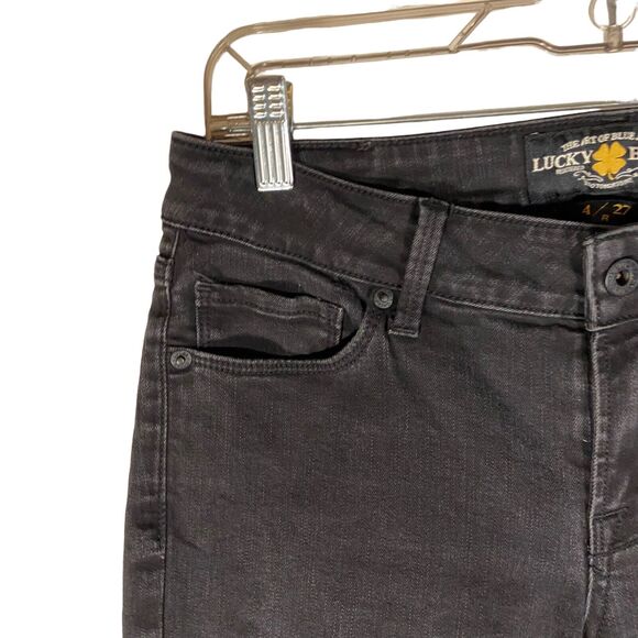 Lucky Brand Women Size 4/27 Faded Black Low Rise Lolita Skinny Jeans Embroidered - Picture 6 of 13